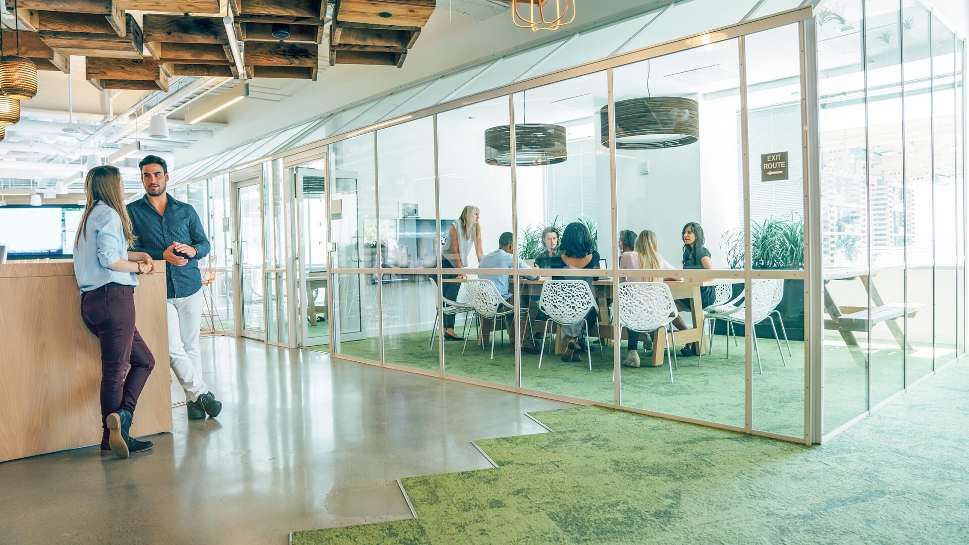 Large-Group of people having a business meeting in modern office space